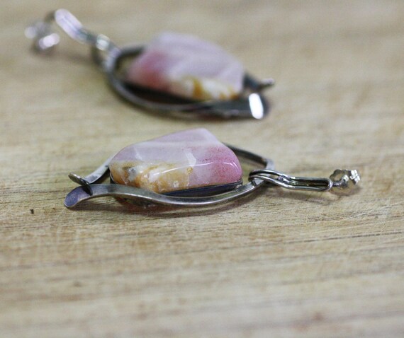 Clearance - Large Natural Agate Earrings In Sterling Silver , From Canada , Healing Gems , Protection , For New Moms