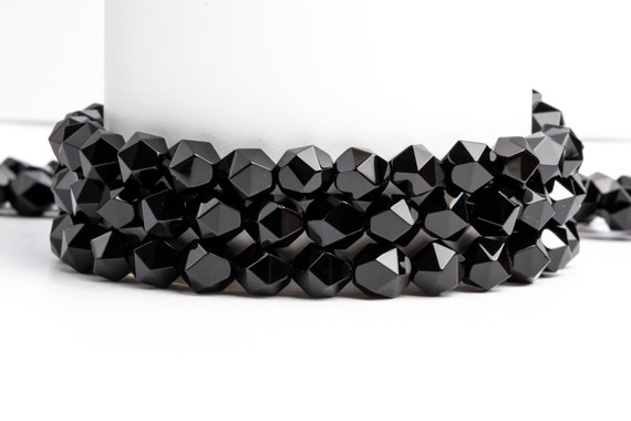 Natural Black Agate Gemstone Grade Aaa Star Cut Faceted 5-6mm 7-8mm 9-10mm Loose Beads