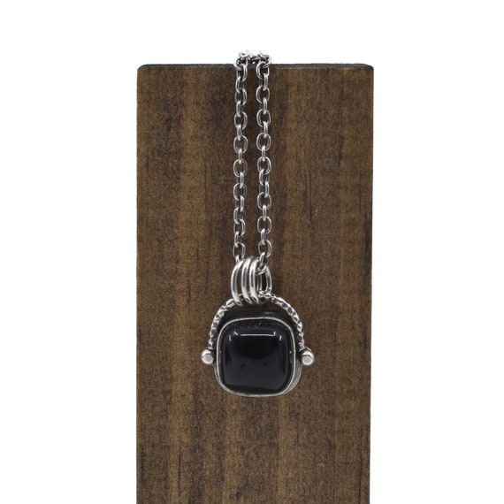 Chelsea Necklace  - Black Agate Pendant - Silversmith - Black Agate Necklace