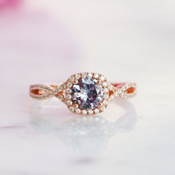 Vintage Alexandrite Ring- 14k Rose Gold Vermeil Twisted Vine Engagement Ring For Women Promise Ring June Birthstone Anniversary Gift For Her