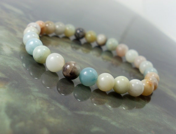 Amazonite Bracelet 6mm, Natural Gemstone Bracelet,  Women Men Bracelet, Beaded Bracelet +gift Bag