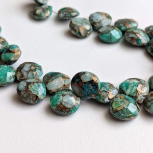 Shop Amazonite Bead Shapes! 10-11mm Mojave Amazonite Copper Turquoise Faceted Heart Beads, Copper Turquoise Fancy Heart Natural Amazonite Necklace (4IN To 8IN Options) | Natural genuine other-shape Amazonite beads for beading and jewelry making.  #jewelry #beads #beadedjewelry #diyjewelry #jewelrymaking #beadstore #beading #affiliate #ad