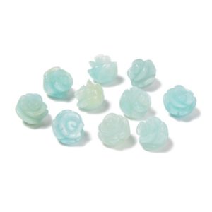 Shop Amazonite Bead Shapes! Amazonite Hand Carved Rose Flower Gemstone Beads Size 10mm 12mm 10pcs Per Strand | Natural genuine other-shape Amazonite beads for beading and jewelry making.  #jewelry #beads #beadedjewelry #diyjewelry #jewelrymaking #beadstore #beading #affiliate #ad