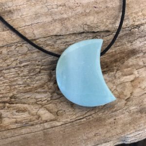Shop Amazonite Pendants! Blue Moon Pendant Necklace for men or women, Throat Chakra Metaphysical Healing Crystal Necklace, Amazonite Stone Pendant with cord | Natural genuine Amazonite pendants. Buy handcrafted artisan men's jewelry, gifts for men.  Unique handmade mens fashion accessories. #jewelry #beadedpendants #beadedjewelry #shopping #gift #handmadejewelry #pendants #affiliate #ad