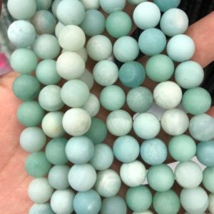 Shop Amazonite Round Beads! Natural Green Amazonite Matte Beads, Frosted Stone Beads 4mm 6mm 8mm 10mm 12mm 15'' | Natural genuine round Amazonite beads for beading and jewelry making.  #jewelry #beads #beadedjewelry #diyjewelry #jewelrymaking #beadstore #beading #affiliate #ad