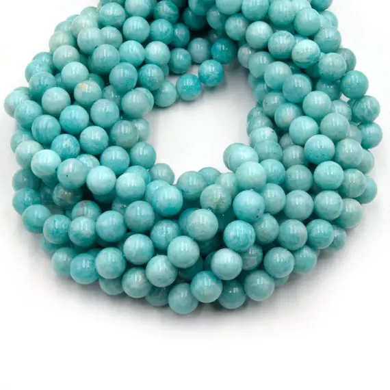 Russian Amazonite Beads | Aaa Blue Amazonite | Round Smooth Beads | Wholesale Beads | 6mm, 8mm, 10mm