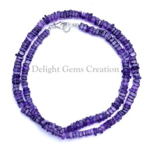Shop Amethyst Necklaces! Amethyst Heishi Square Beads Necklace, 4.5-5mm Amethyst Gemstone Beads Necklace, Purple Amethyst Heishi Necklace, Women's, Gift For Her | Natural genuine Amethyst necklaces. Buy crystal jewelry, handmade handcrafted artisan jewelry for women.  Unique handmade gift ideas. #jewelry #beadednecklaces #beadedjewelry #gift #shopping #handmadejewelry #fashion #style #product #necklaces #affiliate #ad