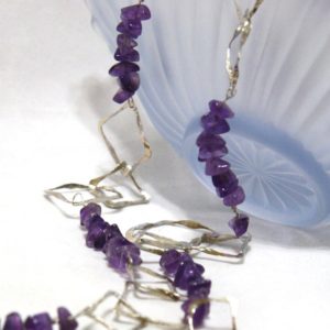 Shop Amethyst Necklaces! Long Natural Purple Amethyst Necklace Hammered Solid Sterling Silver Square Links , 6th Anniversary , February Birthstone , Wedding OOAK | Natural genuine Amethyst necklaces. Buy handcrafted artisan wedding jewelry.  Unique handmade bridal jewelry gift ideas. #jewelry #beadednecklaces #gift #crystaljewelry #shopping #handmadejewelry #wedding #bridal #necklaces #affiliate #ad