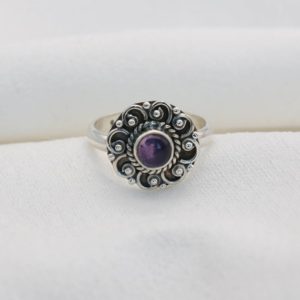 Shop Amethyst Rings! Amethyst 925 Sterling Silver Purple Amethyst Flower Ring Gemstone Jewelry Ring ~ Handmade Jewelry ~ Gift For Her ~ Ring Size ~ 5 / UK ~ J | Natural genuine Amethyst rings, simple unique handcrafted gemstone rings. #rings #jewelry #shopping #gift #handmade #fashion #style #affiliate #ad