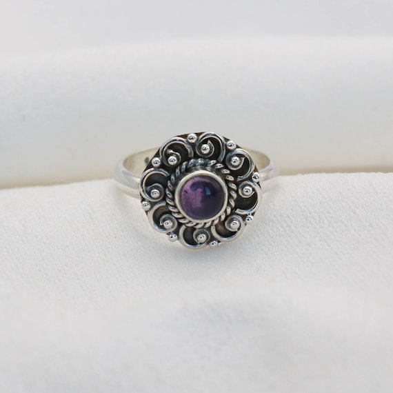 Amethyst 925 Sterling Silver Purple Amethyst Flower Ring Gemstone Jewelry Ring ~ Handmade Jewelry ~ Gift For Her ~ Ring Size ~ 5 / Uk ~ J