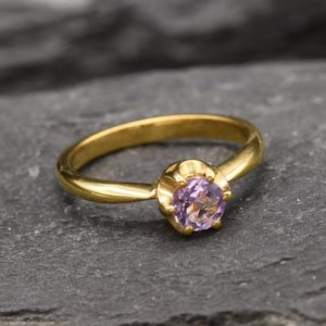 Gold Amethyst Ring, Natural Amethyst, Christmas Proposal Ring, Promise Ring, Gift for Her, Gift for Girlfriend, Purple Ring, Gold Vermeil | Natural genuine Array jewelry. Buy crystal jewelry, handmade handcrafted artisan jewelry for women.  Unique handmade gift ideas. #jewelry #beadedjewelry #beadedjewelry #gift #shopping #handmadejewelry #fashion #style #product #jewelry #affiliate #ad