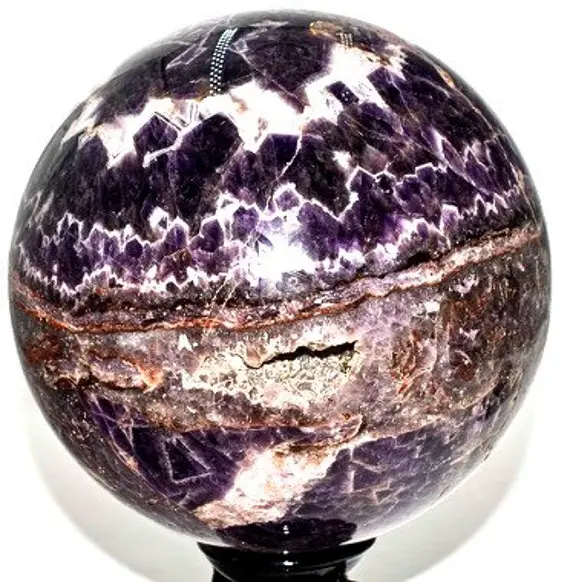 Chevron Amethyst Geode Sphere 7.6" Diameter And Weighs 19.61 Lbs