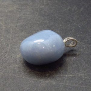 Shop Angelite Pendants! Blue-Grey Angelite Gemstone (anhydrite) Silver Pendant  from Peru – 1.0" | Natural genuine Angelite pendants. Buy crystal jewelry, handmade handcrafted artisan jewelry for women.  Unique handmade gift ideas. #jewelry #beadedpendants #beadedjewelry #gift #shopping #handmadejewelry #fashion #style #product #pendants #affiliate #ad