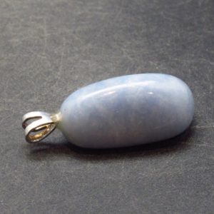 Shop Angelite Pendants! Blue-Grey Angelite Gemstone (anhydrite) Silver Pendant  from Peru – 1.2" | Natural genuine Angelite pendants. Buy crystal jewelry, handmade handcrafted artisan jewelry for women.  Unique handmade gift ideas. #jewelry #beadedpendants #beadedjewelry #gift #shopping #handmadejewelry #fashion #style #product #pendants #affiliate #ad