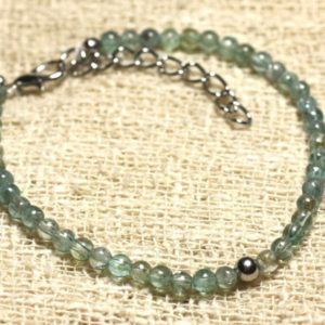 Shop Apatite Bracelets! Bracelet 925 sterling silver and semi precious Apatite 3 mm | Natural genuine Apatite bracelets. Buy crystal jewelry, handmade handcrafted artisan jewelry for women.  Unique handmade gift ideas. #jewelry #beadedbracelets #beadedjewelry #gift #shopping #handmadejewelry #fashion #style #product #bracelets #affiliate #ad