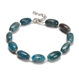 Shop Apatite Chip & Nugget Beads! Apatite Pebble Nugget Beaded Bracelet Silver Plated Clasp 8x15mm 7.5" Length | Natural genuine chip Apatite beads for beading and jewelry making.  #jewelry #beads #beadedjewelry #diyjewelry #jewelrymaking #beadstore #beading #affiliate #ad