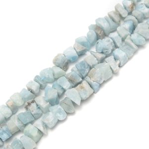 Aquamarine Rough Nugget Chunks Center Drill Beads Approx 8x17mm 15.5" Strand | Natural genuine chip Aquamarine beads for beading and jewelry making.  #jewelry #beads #beadedjewelry #diyjewelry #jewelrymaking #beadstore #beading #affiliate #ad