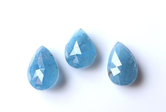 100% Natural Blue Aquamarine Rose Cut Briolette Faceted Loose Gemstone Wholesale Lot Aquamarine Pear Shape Gemstone March Birthstone