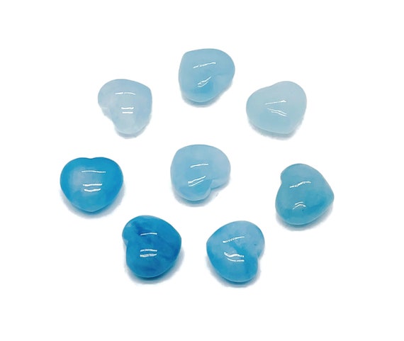 Aquamarine Heart Gemstone – Puffy Heart - Aquamarine Heart Crystal- Healing Stones - 15x15x9mm - He1263
