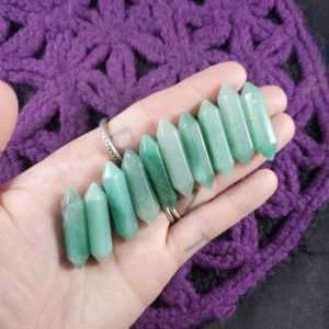 Shop Aventurine Points & Wands! ONE Green Aventurine Double Terminated Point Wand Mini Crystal  polished small | Natural genuine stones & crystals in various shapes & sizes. Buy raw cut, tumbled, or polished gemstones for making jewelry or crystal healing energy vibration raising reiki stones. #crystals #gemstones #crystalhealing #crystalsandgemstones #energyhealing #affiliate #ad