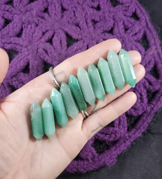 One Green Aventurine Double Terminated Point Wand Mini Crystal  Polished Small