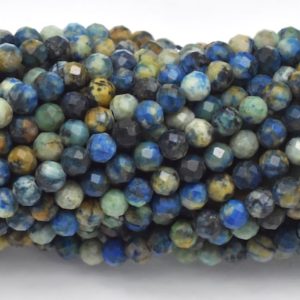 Shop Azurite Faceted Beads! Natural Azurite, 3mm Micro Faceted Round Beads, 15.5 Inch, Full strand, Approx. 130 beads, Hole 0.5mm (128024001) | Natural genuine faceted Azurite beads for beading and jewelry making.  #jewelry #beads #beadedjewelry #diyjewelry #jewelrymaking #beadstore #beading #affiliate #ad