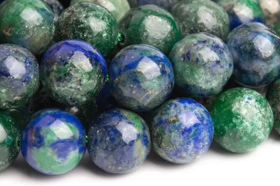 Azurite Gemstone Beads 10mm Green & Blue Nugget Round Ab Quality Loose Beads (120140)
