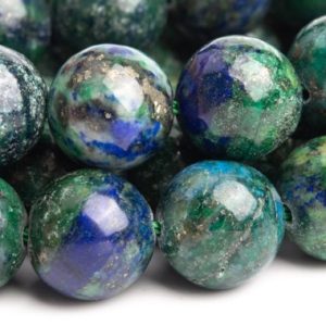 Shop Azurite Round Beads! Azurite Gemstone Beads 11-12MM Green & Blue Nugget Round AB Quality Loose Beads (120145) | Natural genuine round Azurite beads for beading and jewelry making.  #jewelry #beads #beadedjewelry #diyjewelry #jewelrymaking #beadstore #beading #affiliate #ad