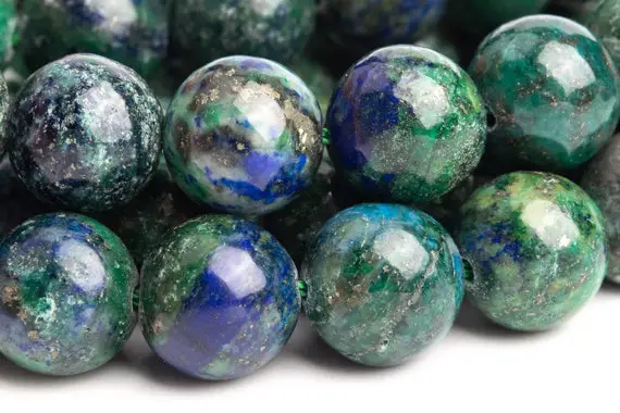 Azurite Gemstone Beads 11-12mm Green & Blue Nugget Round Ab Quality Loose Beads (120145)