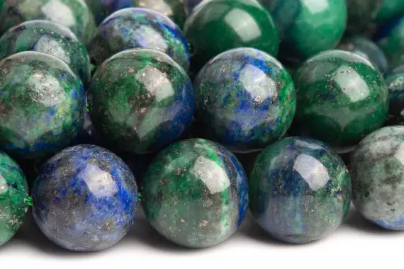 Azurite Gemstone Beads 12-13mm Green & Blue Nugget Round Ab Quality Loose Beads (120146)