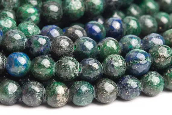 Azurite Gemstone Beads 4mm Green & Blue Nugget Round Ab Quality Loose Beads (120130)