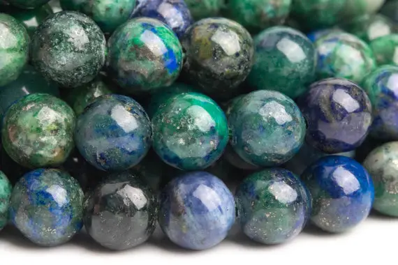 Azurite Gemstone Beads 5mm Green & Blue Nugget Round Ab Quality Loose Beads (120131)