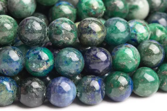 Azurite Gemstone Beads 6-7mm Green & Blue Nugget Round Ab Quality Loose Beads (120133)