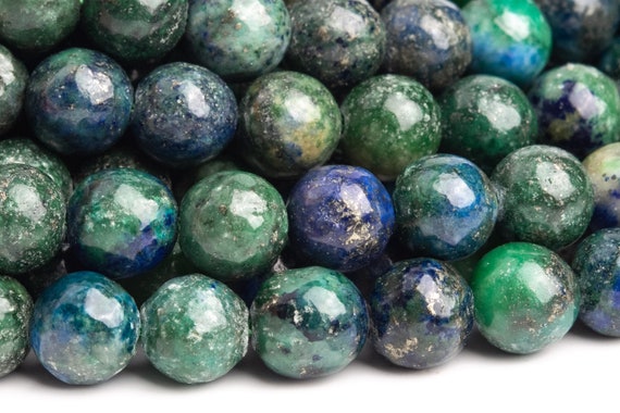 Azurite Gemstone Beads 6-7mm Green & Blue Nugget Round Ab Quality Loose Beads (120134)