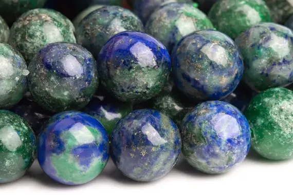 Azurite Gemstone Beads 9-10mm Green & Blue Nugget Round Ab Quality Loose Beads (120138)