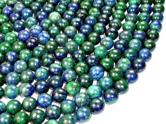 Azurite Malachite Beads, Round, 10 Mm, 15.5 Inch, Full Strand, Approx 38 Beads, Hole 1 Mm, A Quality (129054006)