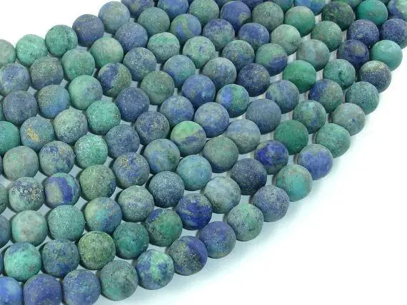 Matte Azurite Malachite Beads, 8mm, Round, 15 Inch, Full Strand, Approx. 46-50 Beads, Hole 1mm (129054009)
