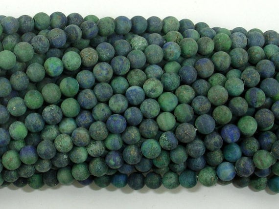 Matte Azurite Malachite Beads, 4mm (4.6mm) Round Beads, 15.5 Inch, Full Strand, Approx 88 Beads, Hole 0.8mm, A Quality (129054012)