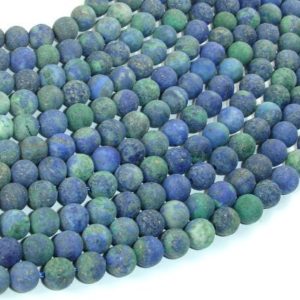 Shop Azurite Round Beads! Matte Azurite Malachite Beads, Round, 6mm (6.5mm), 15.5 Inch, Full strand, Approx 64 beads, Hole 1mm, A quality (129054010) | Natural genuine round Azurite beads for beading and jewelry making.  #jewelry #beads #beadedjewelry #diyjewelry #jewelrymaking #beadstore #beading #affiliate #ad