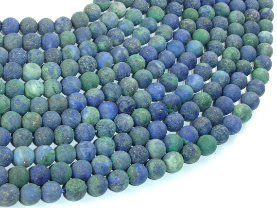Matte Azurite Malachite Beads, Round, 6mm (6.5mm), 15.5 Inch, Full Strand, Approx 64 Beads, Hole 1mm, A Quality (129054010)
