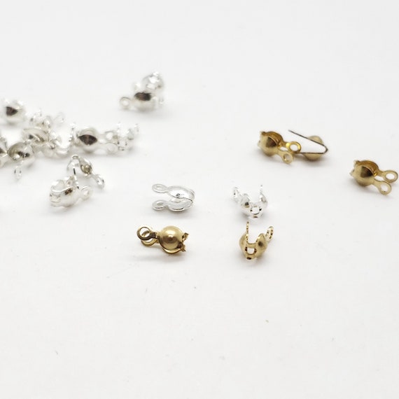 Bead Tip Clam Shell 2 Ring 3.5mm | 0.9mm Hole | 14k Gold Filled Or Sterling Silver | Assorted Pack Sizes | Bulk Savings | Made In Usa