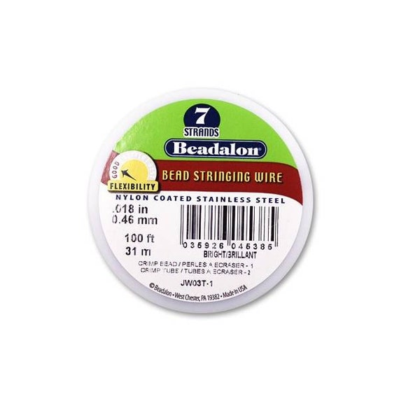 Beadalon 7 Strand Beading Wire .018 30ft & 100ft Spools - Beading String Tiger Tail Beadalon 7 18 30 100 - Beading Wire