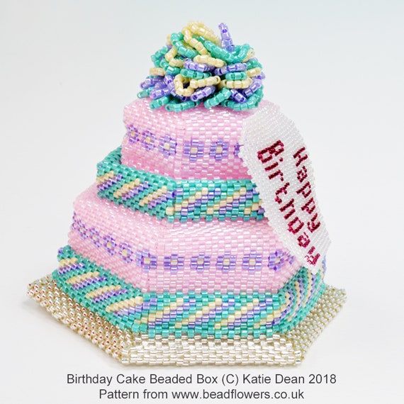 Beaded Birthday Cake Box Tutorial, Peyote Stitch Pattern (pdf Pattern)