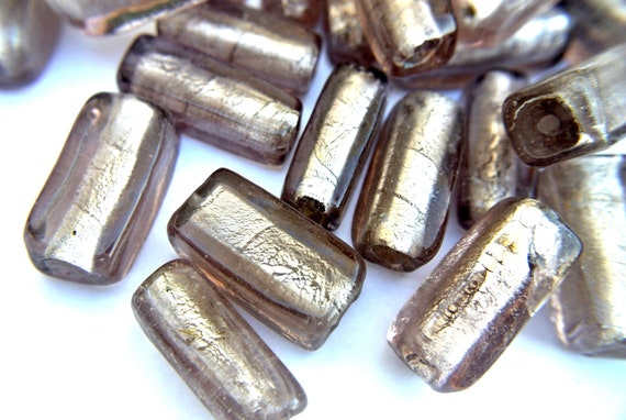 Beads, 6 Glass Unique Shade Tube Shape Beads, Very Large Hole, Handmade, 29mmx12mmx12mm