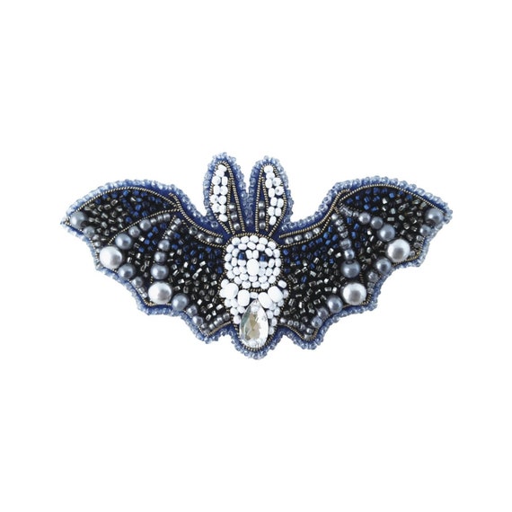 Beadwork Kit For Creating Brooch "bat", Diy Jewelry Making Kit, Brooch Pin Kit, Seed Beaded Brooch, Bead Embroidery Kit Beadwork Kit For Creating Brooch "bat", Diy Jewelry Making Kit, Brooch Pin Kit, Seed Beaded Brooch, Bead Embroidery Kit