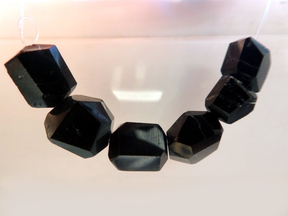 Black Tourmaline Crystals Nuggets -10-11mm, 6 Beads-jewelry Supply- Black Tourmaline Crystals Beads-stone Beads For Bracelets-craft Beads