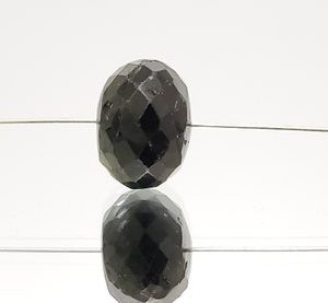 Shop Black Tourmaline Faceted Beads! 12.5ct. Black Tourmaline Hand Faceted Rondelle Bead 12.8mm x 9.3mm, Untreated Natural Color, Semi Precious Gemstone, Large Single Bead | Natural genuine faceted Black Tourmaline beads for beading and jewelry making.  #jewelry #beads #beadedjewelry #diyjewelry #jewelrymaking #beadstore #beading #affiliate #ad