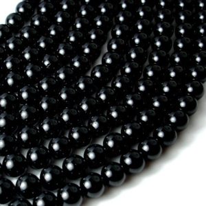 Shop Black Tourmaline Round Beads! Black Tourmaline Beads, 8mm (8.5mm), Round Beads, 15.5 Inch, Full strand, Approx 47 beads, Hole 1 mm, A quality (147054001) | Natural genuine round Black Tourmaline beads for beading and jewelry making.  #jewelry #beads #beadedjewelry #diyjewelry #jewelrymaking #beadstore #beading #affiliate #ad