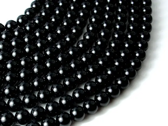 Black Tourmaline Beads, 8mm (8.5mm), Round Beads, 15.5 Inch, Full Strand, Approx 47 Beads, Hole 1 Mm, A Quality (147054001)