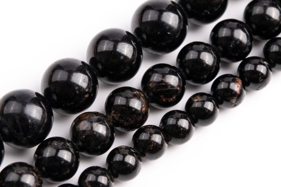 Black Tourmaline Beads Genuine Natural Grade Aa Gemstone Round Loose Beads 6mm  8mm 10mm Bulk Lot Options